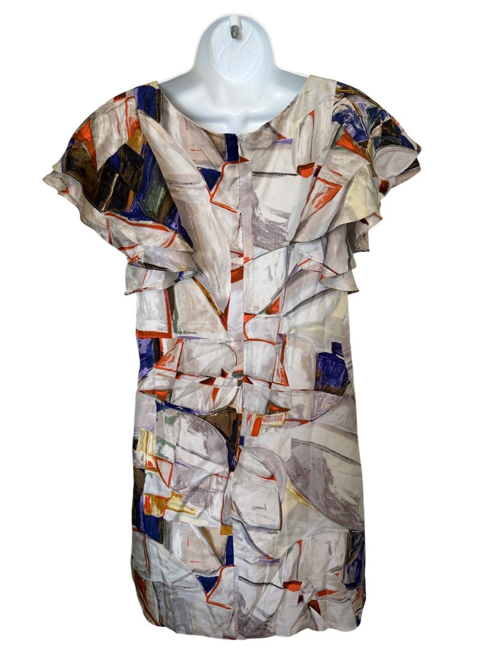 Ali Ro Abstract Print Ruffle Sleeve Cocktail Dress Lined 4